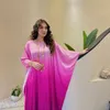 Casual Dresses Spring Fashion Gradient Satin Robe Dress Muslim Women Elegant Loose Bat Sleeves Abaya Long