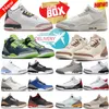 Box Jumpman 3S 농구화 3 화이트 시멘트 팔로미노 자정 자정 해군 Hugo Fire Red Wizards Dark Iris Cool Grey UNC 스포츠 트레이너 스니커 36-47