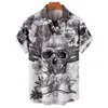 Hawajskie Summer Horror Skull Shirts for Men Vintage Casual 3D Print Rocker Gothic Rockabilly Short Sleeve Top Importowane odzież U9UV#