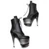 Tanzschuhe LAIJIANJINXIA 17 cm/7 Zoll PU-Obermaterial Modern Pole High Heel Plattform Sexy Nachtclub Damen Stiefeletten 185