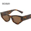 Lunettes de soleil SO EI rétro lunettes de soleil œil de chat irrégulières pour femmes mode ombre UV400 hommes tendance polygonale lunettes de soleil panthère J240328