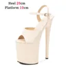 Super High Women Shoes Sexy Show Sandals 15 17 20 CM CHELS PLATTER for Club Naked Color Dress 240312