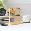 Decorative Plates Bamboo Glasses Frame Storage Rack Long 3-layer Desktop Eyeglass Display Stand Dining Table