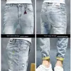 Fi Hohe Qualität Koreanische Fi Designer Slim Luxus Kleidung männer Denim Jeans Casual Solide Ripped Loch Streetwear Hosen n1qT #