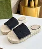 2024SS 브랜드 여성 연동 G Espadrille Sandals Shoes Cord 슬라이드 플랫폼 플랫폼 고무 바닥 슬리퍼 매일 레이디 워킹 EU35-42