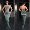 Vestidos de festa vestido de baile arábia saudita baile jiayigong requintado decote em v sereia até o chão noite bordado beading cetim personalizado