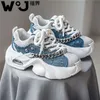 Denim blue cloth shoes new Air Cushion thick soled dad shoes trendy sports leisure shoes designer banquet formal shoes size 39-44