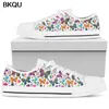 Casual Shoes BKQU 2024 Colors Butterfly Fashion Canvas Breathable Comfortable Flat Women Lace-up Flats Zapatos Mujer