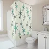 Rideaux de douche en diamant et étoile, Vintage du milieu du siècle, grille Turquoise, salle de bains avec crochets pour 240328