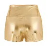 women Shiny Metallic Shorts High Waist Sexy Slim Summer Hot Pants Fi Elastic Adult Female Cheer Botty Dance Shorts Clubwear D6Fq#