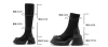 Bot siyah uzun çoraplar botlar ayakkabı kadın yeni stil sonbahar kış peluş sıcak kalın topuklu Chelsea botlar kare kafa platformu botlar