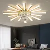 Deckenleuchten, moderner K9-Kristall-LED-Kronleuchter für Schlafzimmer, Wohnzimmer, Flur, dimmbar, goldfarben, kreative Ringlampe
