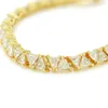 Link Bracelets Super High Quality White Triangle Zircon Hip Hop Chain Wholesale Iced Out Tennis