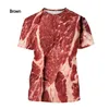 Neue Fi Lustige Frische Fleisch Rindfleisch 3D Druck T-shirt Männer und Frauen Casual Kurzarm Rundhals T-shirt Top x6zG #