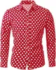 stylish Men's Shirts 10 Colors Polka Dot Lg Sleeve Slim Shirt Printed Lapel Butt Lg Sleeve Shirt Clothing Designer Design z55O#