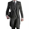 custom Made White/black/grey/burdy Tailcoat Men Party Prom Groomsmen Suits For Wedding Tuxedos Jacket+pants+vest G1qV#