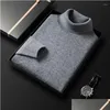 Mens Sweaters Autumn Winter Men Sheep Wool Turtleneck Sweater Business Casual Warm Thick Plover High Quality Brand Clothing Drop Deliv Dhjgc