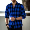 Red Plaid Shirt Męska koszula LG Sleeve Fi Nowa 2023 Butt Lapel Shirt Street Lose zwykły oddychanie 9 kolorów S-6xl D3EC#