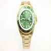 Men's mechanical watch 116710 business casual modern gold stainless steel case green side ring dial 4-pin calendar1974