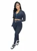 Weird Puss Sporty 2 -stycken Set Women Tracksuit Ribbed Casual Fitn Tight Zip Jersey+Leggings Streetwear Matching Stretch Outfits X3JW#