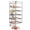 Sieradenzakjes 288 Gaten Bruin Metalen Display Plank Vierkante Draaibare Oorbel Ketting Showcase Rack Stand Holder245D