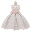 Summer Gold Bow Kids Party Dress for Girl Children Costume Elegant Flower Wedding Födelsedag Princess Klänningar Evening Girls Clothe 240318