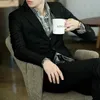 Männer Blazer Mantel Slim Anzug Koreanischen Stil Schwarz Casual Busin Tägliche Jacken Büro Fiable V-ausschnitt Smoking Männliche Mantel Kleidung 99Hn #