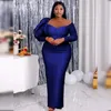 Robes décontractées Robe pour femmes 2024 Style Automne Grand Banquet Design Sens Asymétrique Sexy Bleu Vintage Africain Maxi