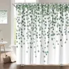 Planta de hojas verdes tropicales sobre fondo blanco Cortinas de ducha inodoras para decoración de duchas y bañeras de baño con ganchos 240328