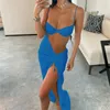 Casual Dresses Sling Sexy Hollow Slit Summer 2024 European And American Girls Seaside Holiday Wind Dress Outfits