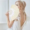 Decorative Figurines 24-100 Pcs Wedding Folding Hand Fan White Handheld Party Favors Gifts For Guests Foldable Dancing Props