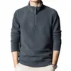 autumn and winter 2024 Men's fi turtleneck solid color two-sided cmere sweater imitati fleece sleeve m undershirt r9Bk#