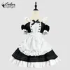 Kleur Cosplayer Kawaii Lolita Dr Vrouwen Maid Cosplay Kostuum Servant Cos Pak Volwassen Zwart Dr Halen Anime Kleding B9x1 #