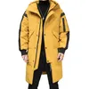 2021 Men's Winter Down Jacket FI Tjock varm manlig pufferrock Midlängd Vit duck ner Casual Hooded Parkas Men kläder 52pb#