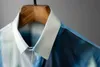 2022 Automne Tie Dye Chemises pour hommes Lg manches Chemise décontractée Slim Fit Busin Formelle Dr Chemises Social Party Tuxedo Blouse 14Ey #