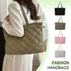 Totes Rhombus Pattern Bag Padded Handbag Large Capacity Women Girls Travel Solid Color Zipper Closure Everyday Shoulder