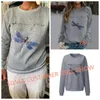 Sweats à capuche pour femmes Sweatshirts femmes sweat libellule lettre imprimer col rond manches longues Vintage pulls femme filles décontracté automne hiver femme vêtements 24328