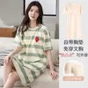 Vrouwen Nachtkleding 2024 Zomer Korte Mouw Katoenen Lingerie Nachthemden Voor Vrouwen Koreaanse Casual Gestreepte Nachthemd Nachthemd Nachtjapon