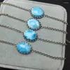 Decoratieve Beeldjes S925 Natuurlijke Larimar Armband Mode Energie Steen Reiki Healing Crystal Strand Fengshui Gift 1PCS