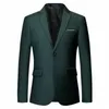 mens Stylish Colorful Slim Fit Casual Blazer Jacket Green Purple Black Yellow Wedding Prom Formal Suit Coats For Men s1rc#