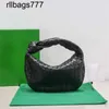 Borsa Jodie BottegVenetas Borsa per adolescenti di qualità a specchio intrecciata di livello superiore Borsa da donna in vera pelle media nera Borsa a triangolo con cerniera in pelle di agnello Hobo Borse per la spesa Dumplin