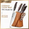 Calligraphy Xinzuo 7 pièces ensemble de couteaux de cuisine forgé allemand 1.4116 en acier inoxydable tranchant Chef Santoku couperet de cuisine ciseaux ensemble d'outils