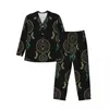 Thuis Kleding Boho Dream Catcher Pyjama Mannen Retro Print Mode Dagelijks Nachtkleding Herfst 2 Stuk Losse Oversized Aangepaste Pyjama Sets