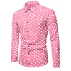 Summer Men's Butted Shirt Black and White LG Sleeve Lapel Polka Dot Daily Resort Wear Stylish, Casual and Bekväm F9JH#