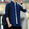 2024 Nieuwe Lente Solid Mannen Shirt Mannelijke Kleding Slim Fit Oxford Cott Lg Mouw Casual Shirts Mannen Fi Merk m-4XL 14yr #