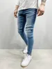 blue Black Satine Jeans Men Elastic Waist Skinny pencil trousers Jeans Men 2022 Stretch Ripped Pants Streetwear Mens Denim Jeans v6eY#