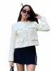 trafza 2024 Spring New Fi Woman Bomber Jacket Butt Wild Pocket Women's Coat O Neck Chic Female Outerwear Street Cardigan o3w5#