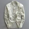 Primavera camisa masculina japão estilo vintage premium linho gola magro ajuste único breasted design simples camisas casuais fi v8v2 #