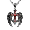 Pendant Necklaces MIQIAO Stainless Steel Titanium Red Zircon Gothic Eagle Vintage Collar Chains Necklace For Men Women Jewelry Gif304t