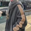 warme, bequeme Herrenjacke mit Kapuze, Herrenjacke, Winter-warme Herren-Kapuzenjacke mit Faux-Sherpa-Kordelzug am Saum für Studenten Y3cZ #